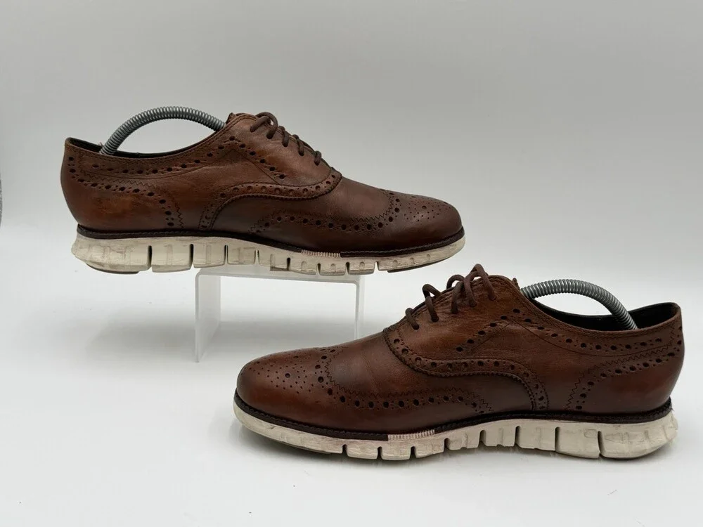 Cole Haan Men’s Size 9M British Tan Zerogrand Wingtip Oxford Leather Shoes
